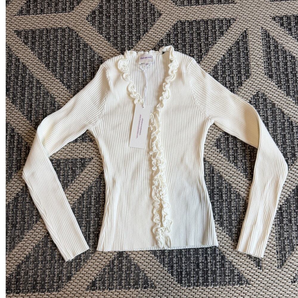 Find Me Now Charlie Ribbed Button Front Top Size SM